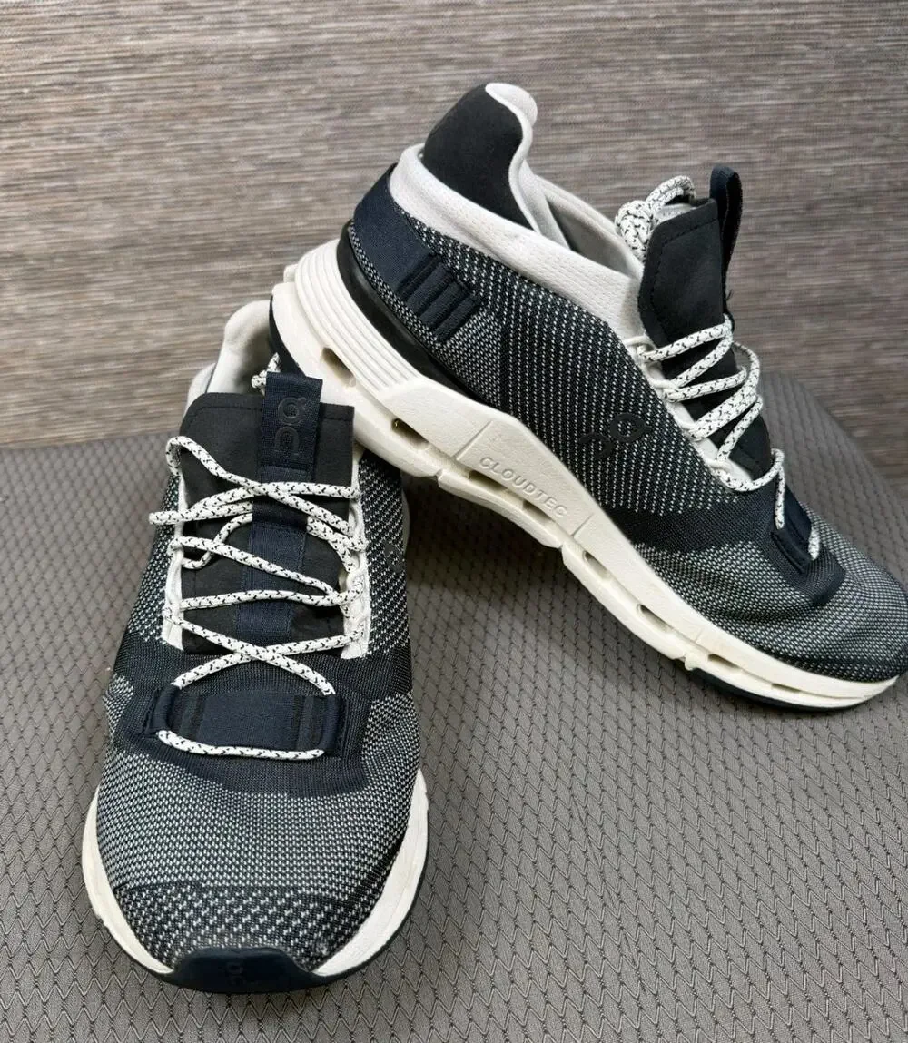 On Cloudnova Shoes Mens Size 9.5 Gray White Running Athletic Sneakers CloudTec